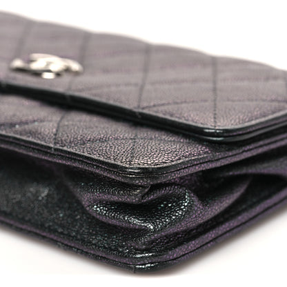 Chanel Iridescent Caviar Quilted Classic Pouch Clutch Black 10 of 11
