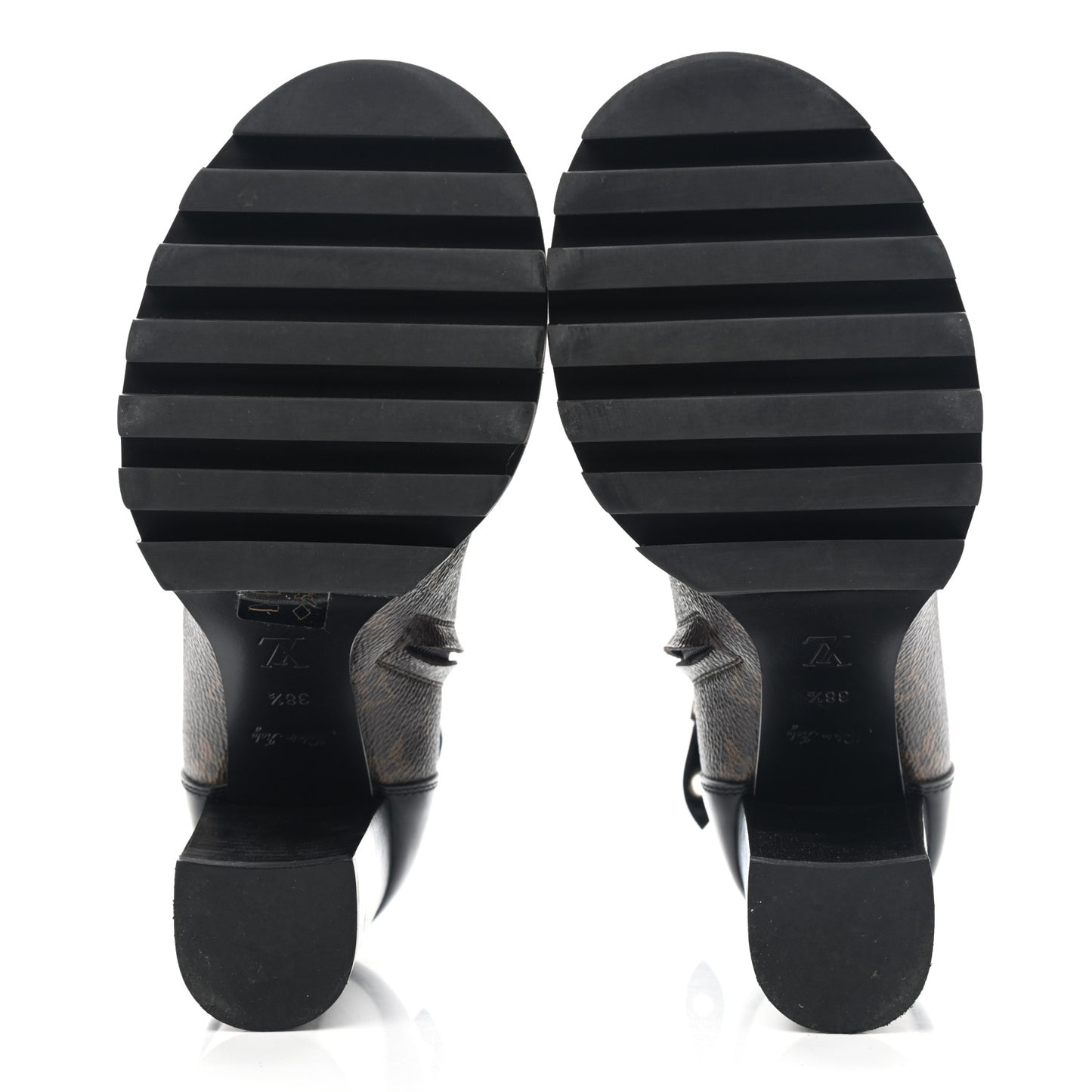 Patent Calfskin Monogram Star Trail Ankle Boots 38.5 Black