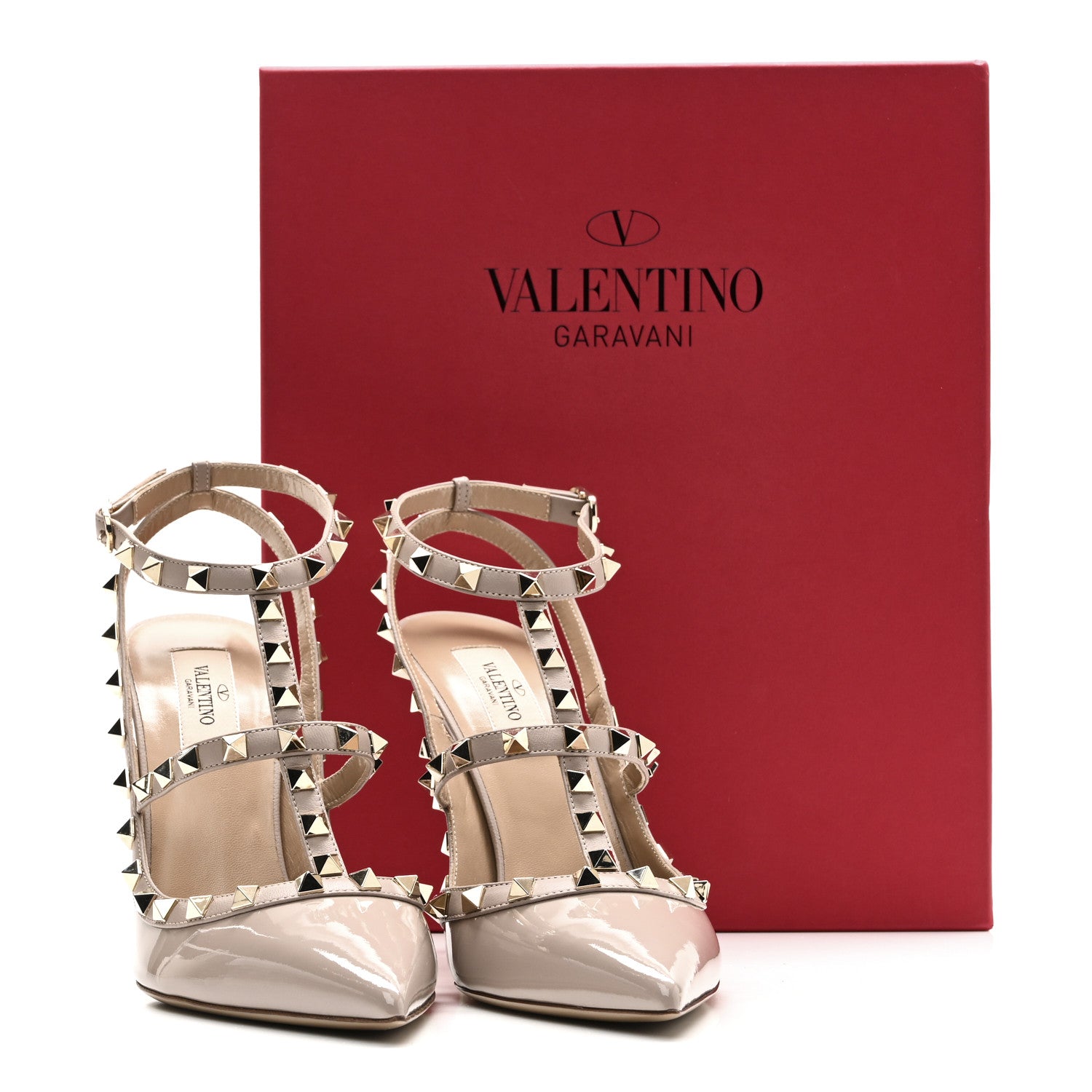 Valentino Garavani Patent Nappa Rockstud Ankle Strap 100mm Pumps 40 Poudre 10 of 10