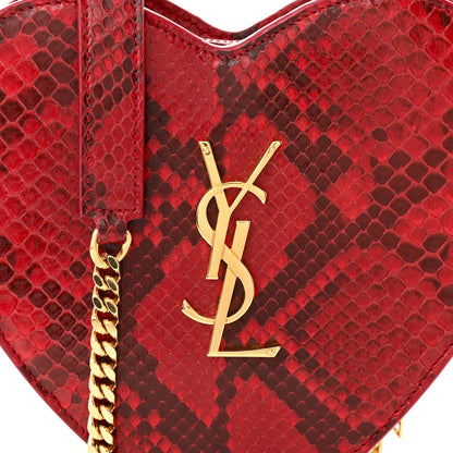 Saint Laurent Python Small Love Heart Chain Bag Red Black 8 of 10