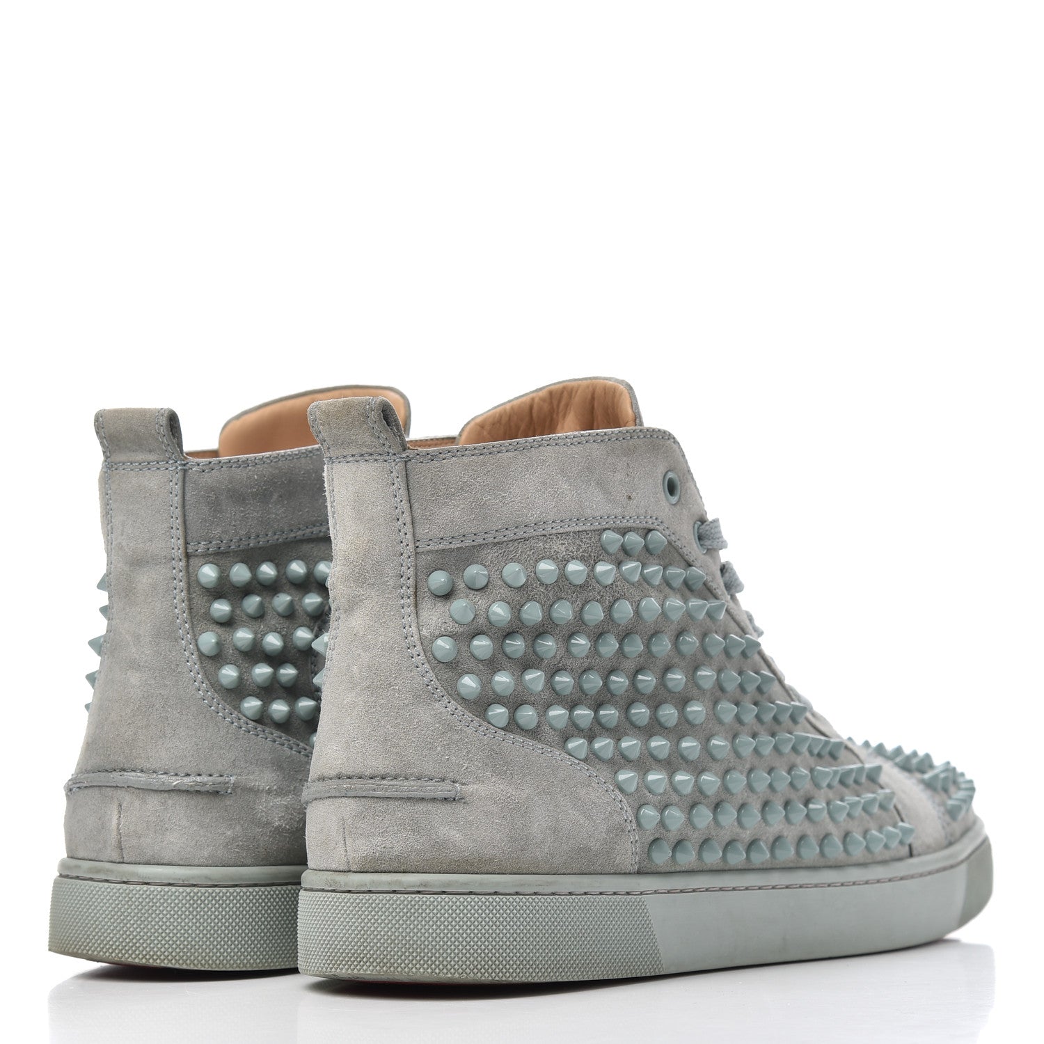 Christian Louboutin Veau Velours Mens Louis Orlato Flat Spikes Sneakers 42 Light Green 4 of 23