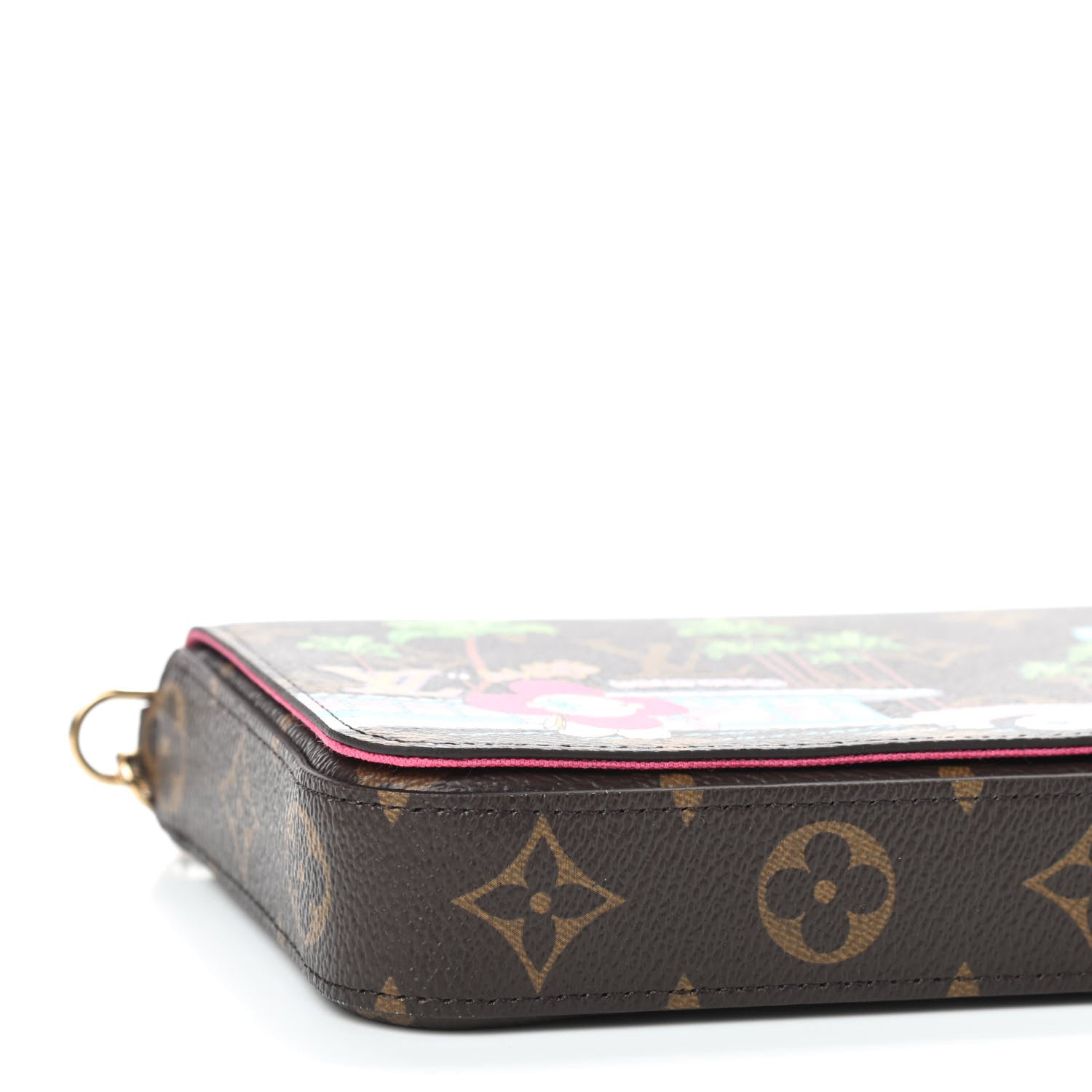 Louis Vuitton Monogram 2021 Christmas Animation Hollywood Pochette Felicie Chain Wallet Fuchsia 7 of 9
