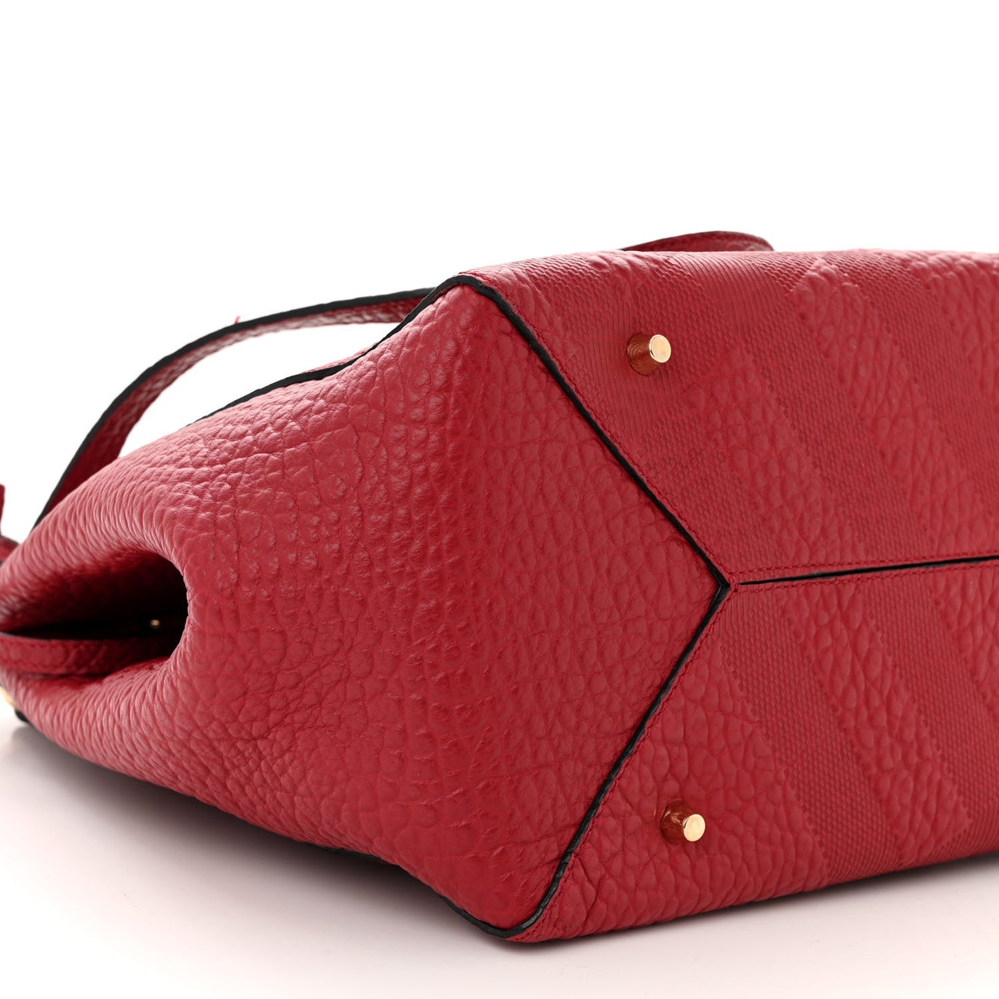 Signature Grain Calfskin Check Embossed Small Canterbury Tote Red