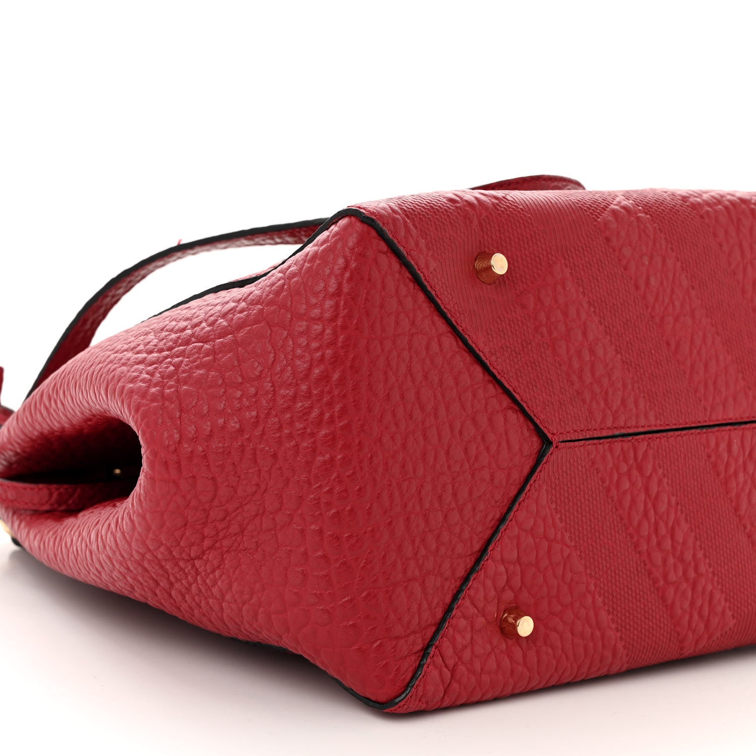 Burberry Signature Grain Calfskin Check Embossed Small Canterbury Tote Red 9 of 11