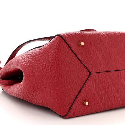 Burberry Signature Grain Calfskin Check Embossed Small Canterbury Tote Red 9 of 11