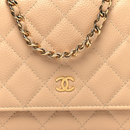 Chanel Caviar Quilted Wallet On Chain WOC Beige 9 of 12