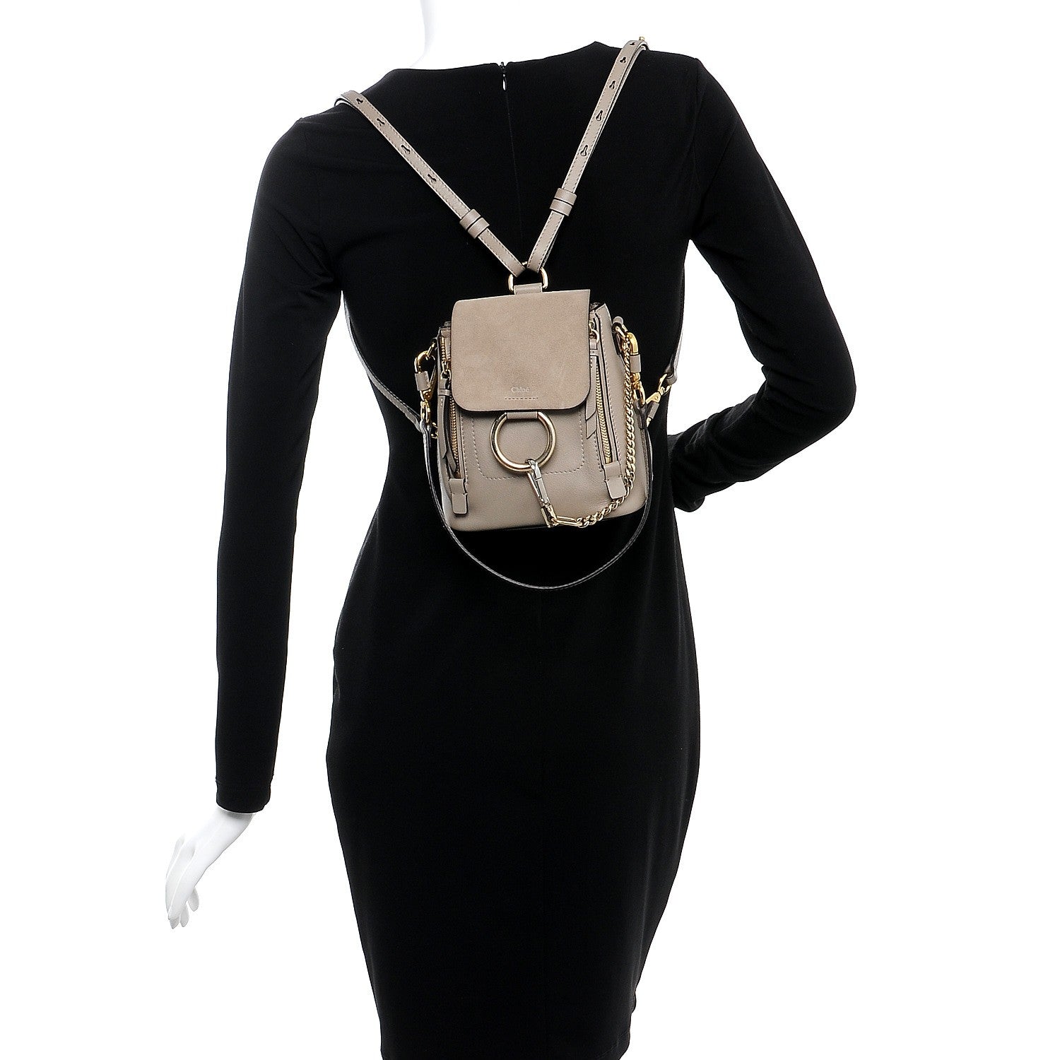 Chloe Suede Calfskin Mini Faye Backpack Motty Grey 2 of 8