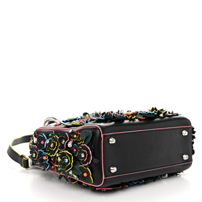 Christian Dior Lambskin Satin Sequin Floral Mini Lady Dior Black 4 of 11
