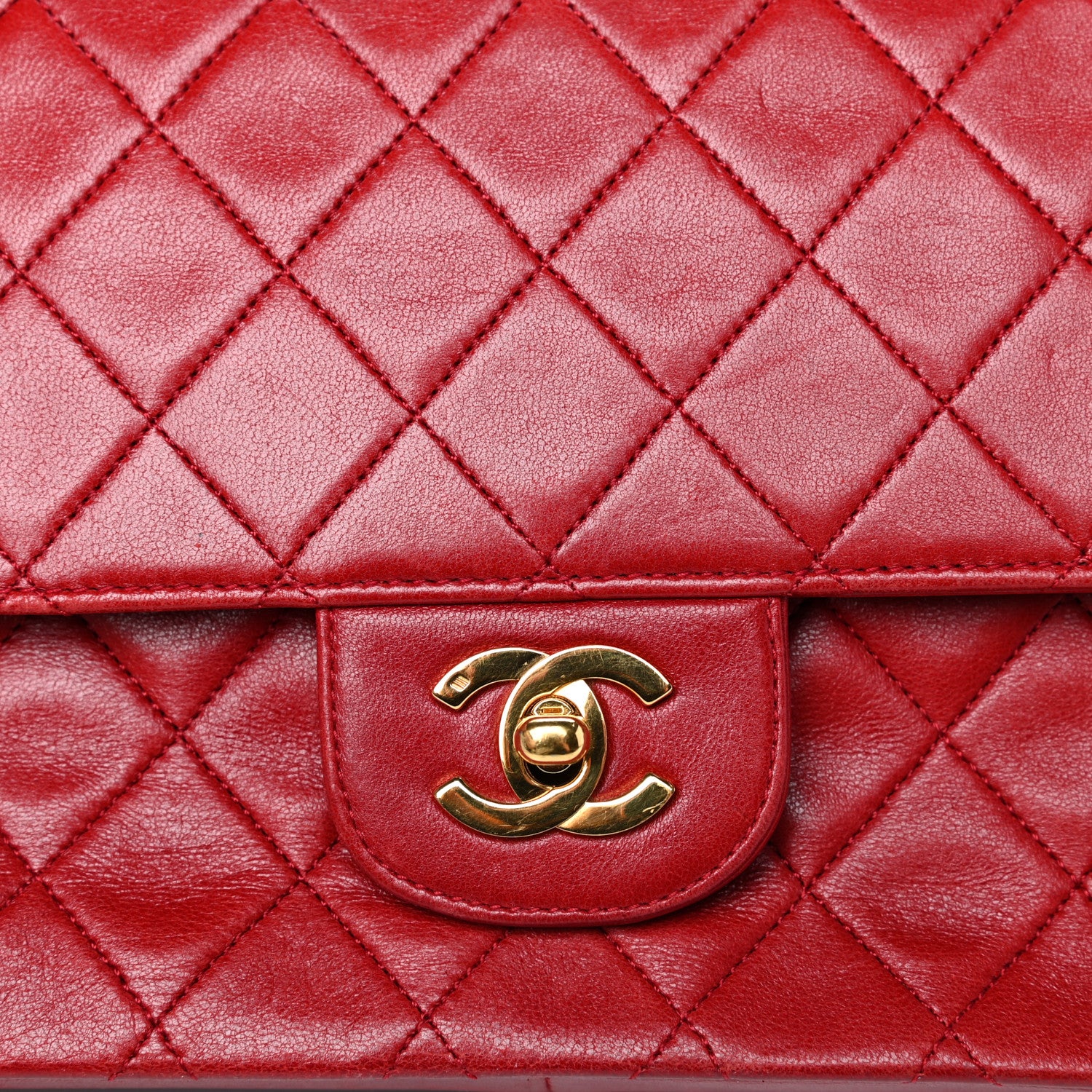 Chanel Lambskin Quilted Medium Double Flap Red 12 of 12