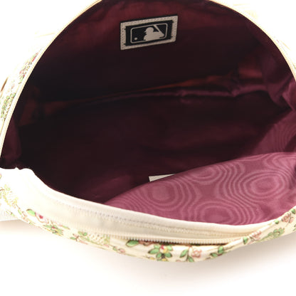 Gucci X MLB Satin Floral Print NY Yankees Patch Convertible Belt Bag Ivory Green 5 of 10