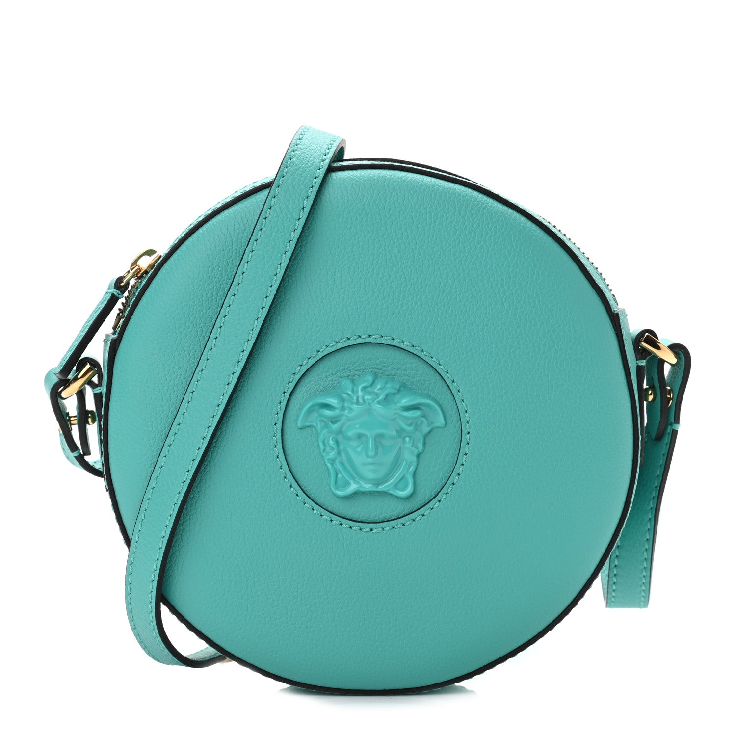 Versace Calfskin La Medusa Round Camera Bag Turquoise 1 of 8