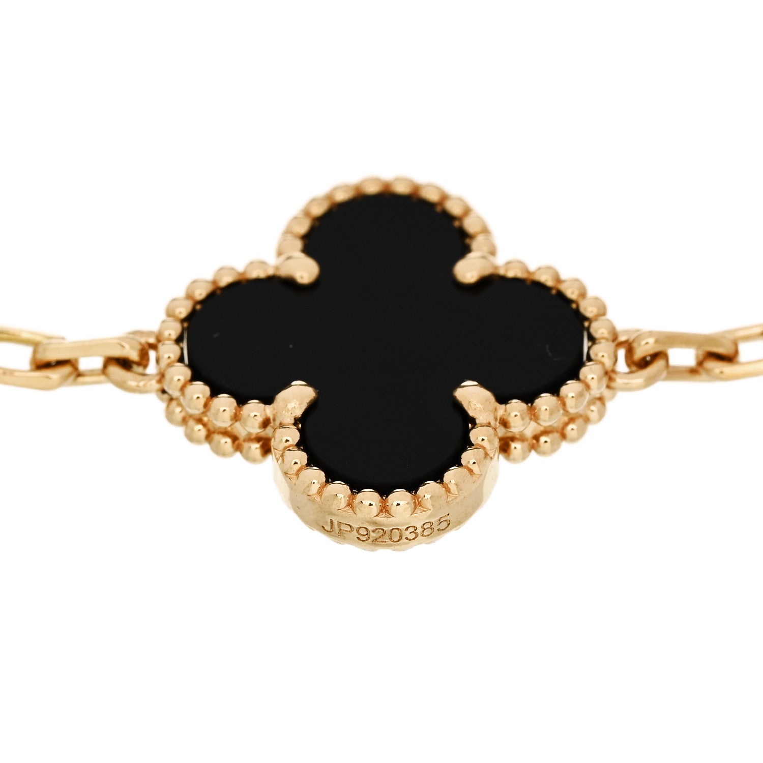 Van Cleef & Arpels 18K Yellow Gold Black Onyx 5 Motifs Vintage Alhambra Bracelet 3 of 5