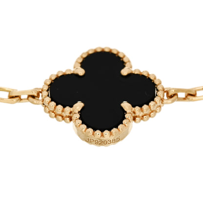 Van Cleef & Arpels 18K Yellow Gold Black Onyx 5 Motifs Vintage Alhambra Bracelet 3 of 5