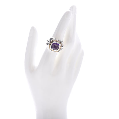 Tiffany Sterling Silver 18K Yellow Gold Amethyst Cabochon Ring 56 7.5 2 of 6