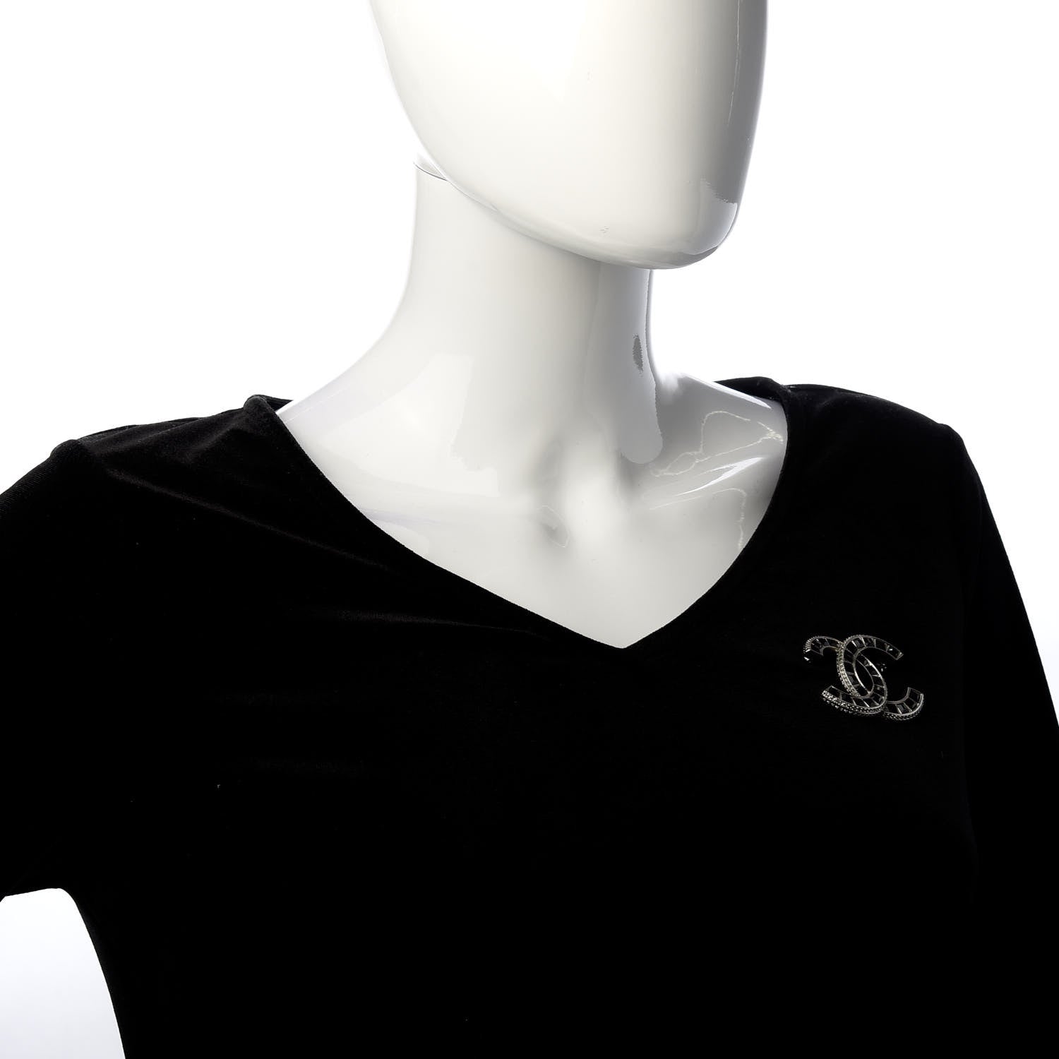 Chanel Baguette Crystal CC Brooch Silver Black 2 of 5