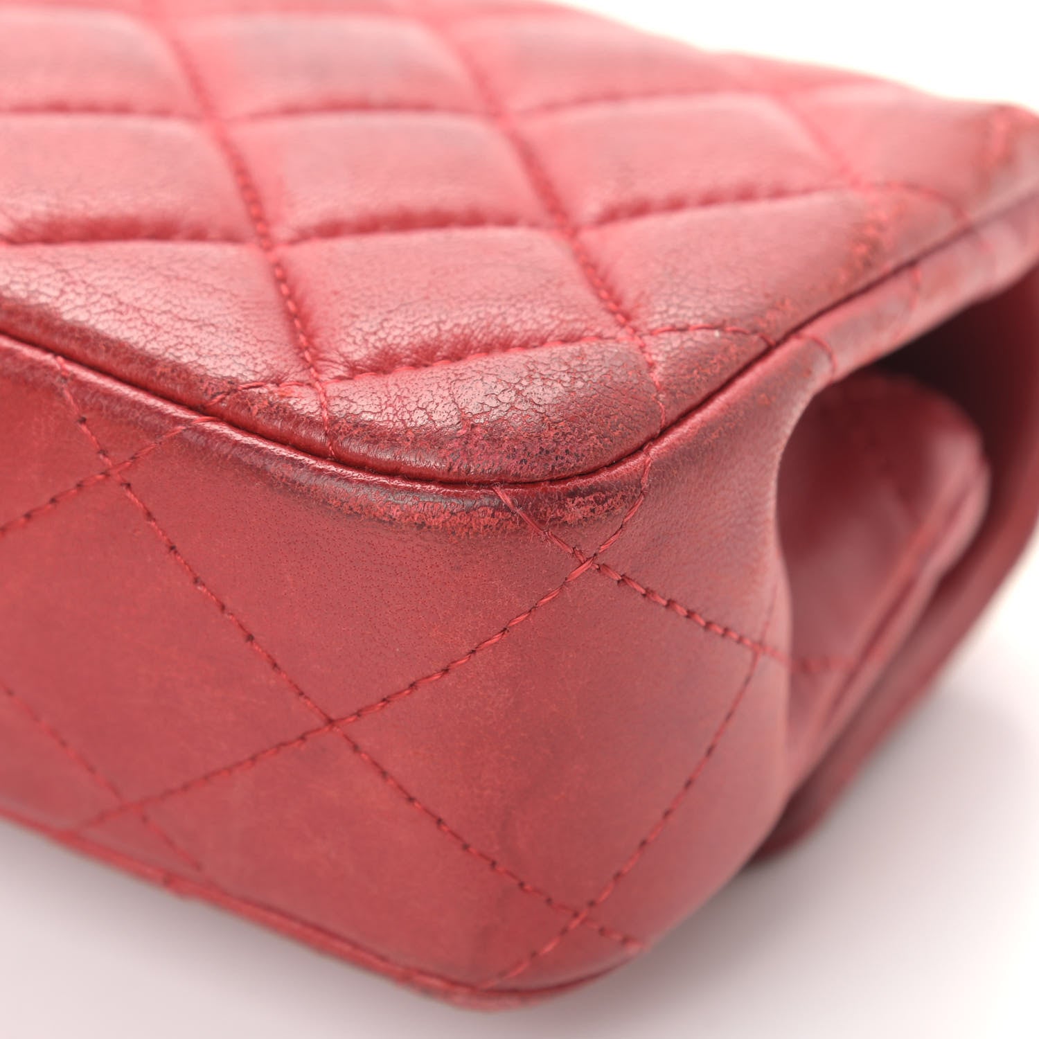 Chanel Lambskin Quilted Extra Mini Rectangular Flap Red 10 of 18