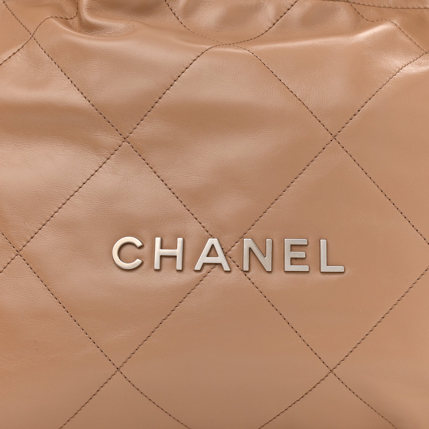 Shiny Calfskin Quilted Small Chanel 22 Beige