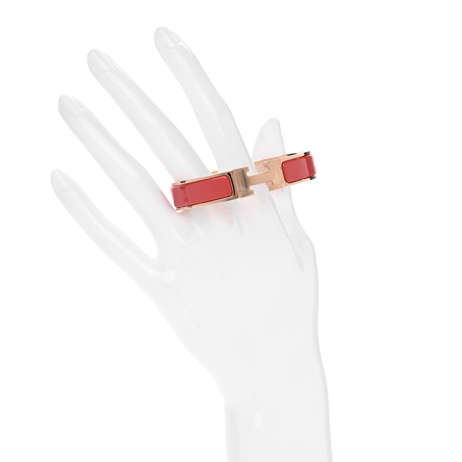 Hermes Enamel Narrow Clic Clac H Bracelet PM Rouge Corail 2 of 5