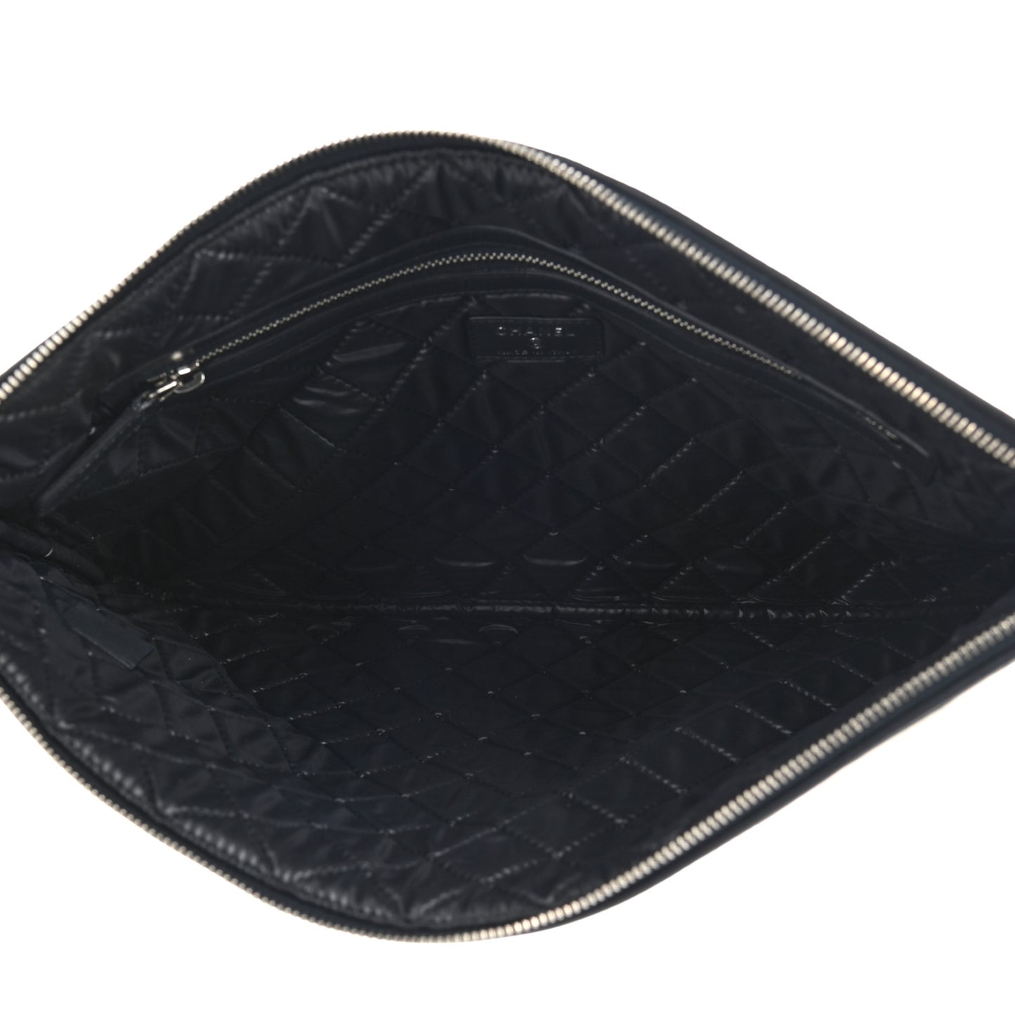 Striped Canvas Deauville Pouch Clutch Beige