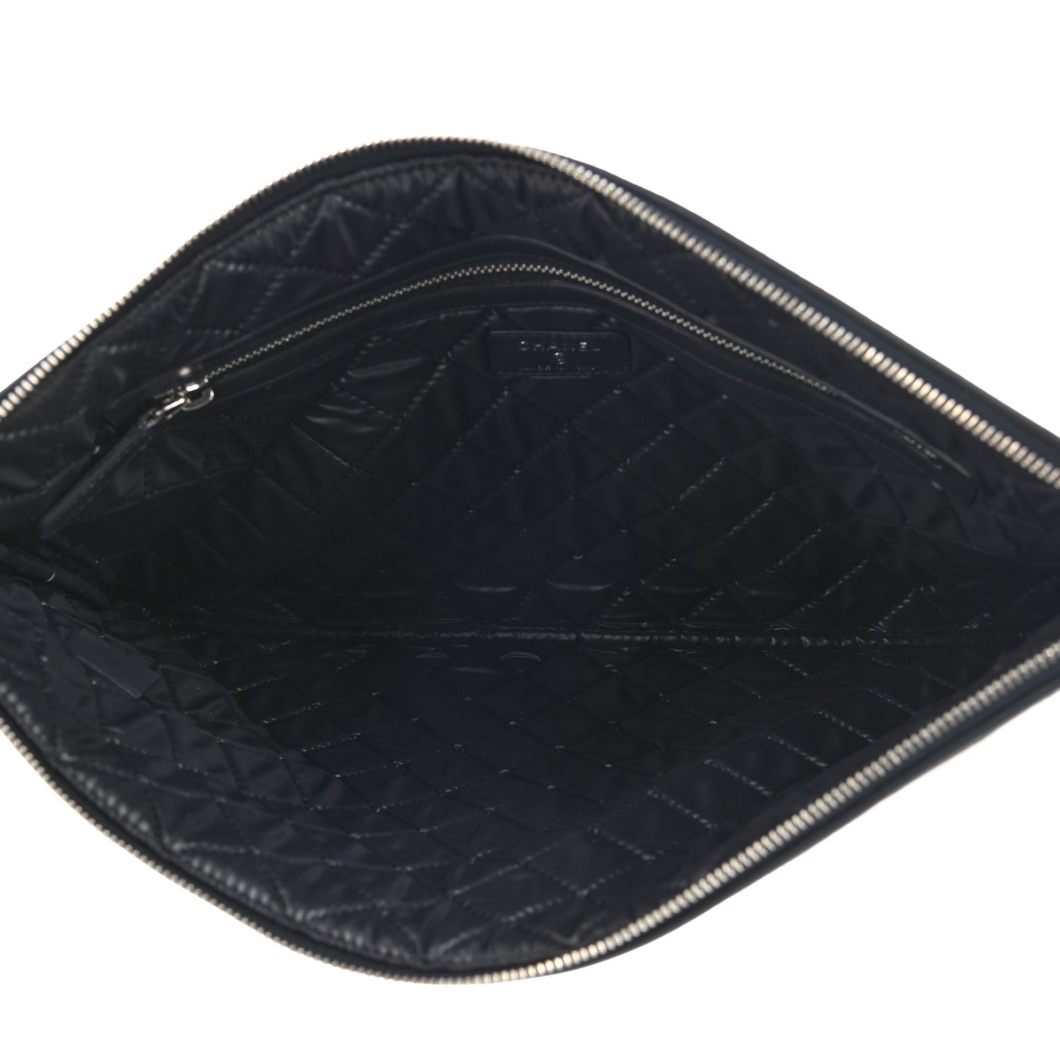 Chanel Striped Canvas Deauville Pouch Clutch Beige 5 of 7