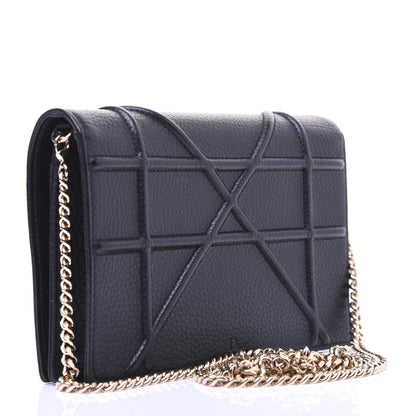 Christian Dior Grained Calfskin Diorama Wallet on Chain Pouch Black 3 of 14