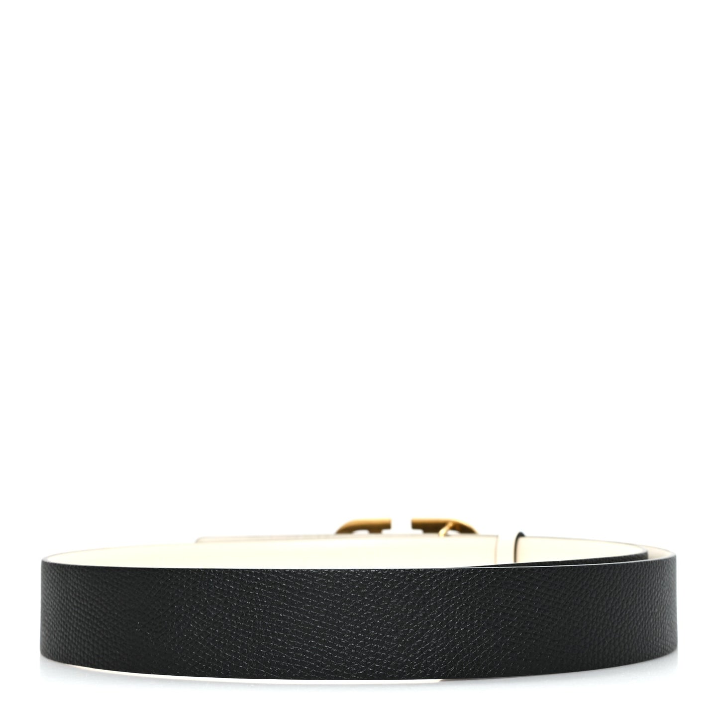 Glossy Calfskin Grainy Calfskin Hammered VLogo Reversible 30mm Belt 80 32 White Black