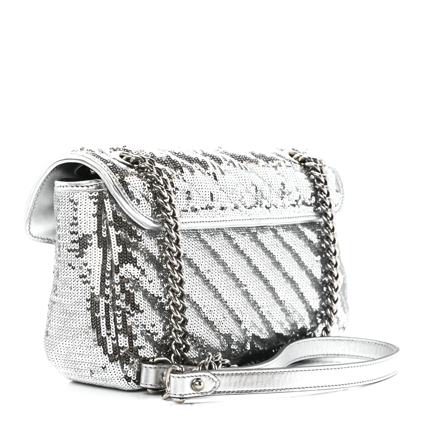 Sequin Matelasse Small GG Marmont Shoulder Bag Silver