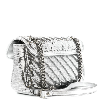 Gucci Sequin Matelasse Small GG Marmont Shoulder Bag Silver 3 of 12