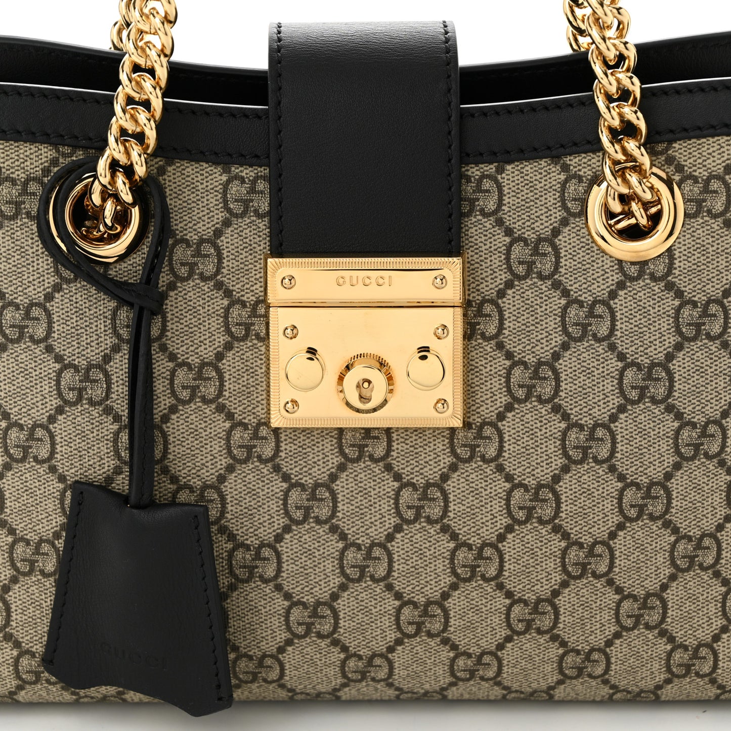 GG Supreme Monogram Small Padlock Tote Black
