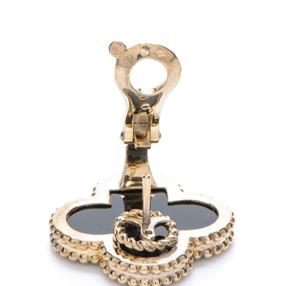 Van Cleef & Arpels 18K Yellow Gold Black Onyx Vintage Alhambra Earrings 6 of 7