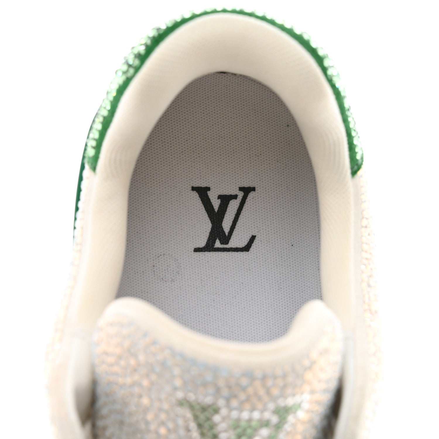 Louis Vuitton Crystal Mens LV Trainer Sneakers 8 Green White 7 of 10