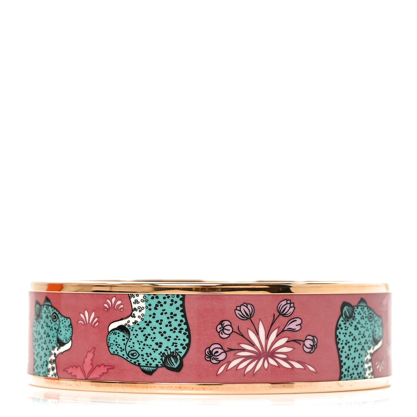 Enamel Printed Wide Les Léopards Bracelet 65 Rose Couture