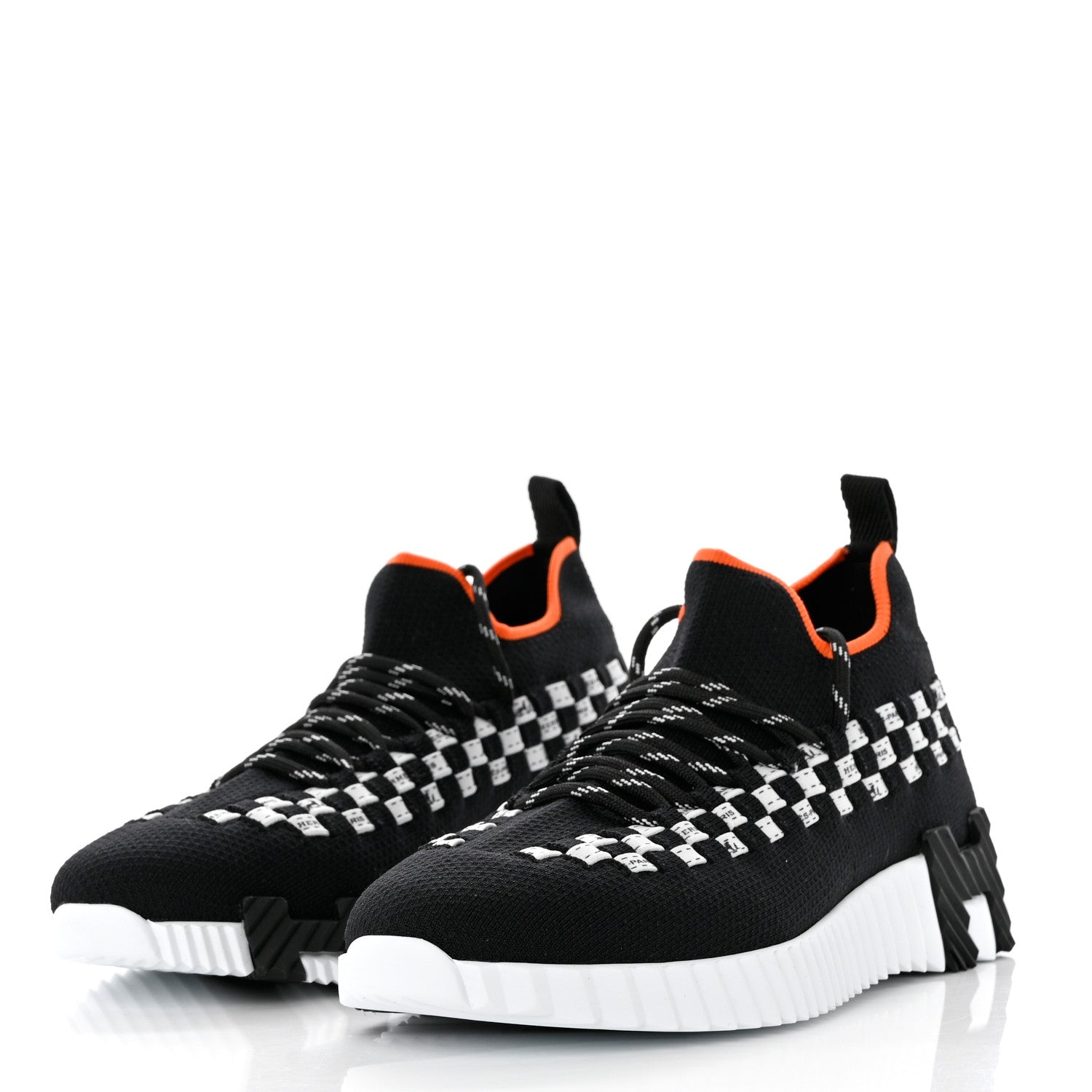 Hermes Knit Womens Flex Bolduc Sneakers 35 Black White 3 of 9