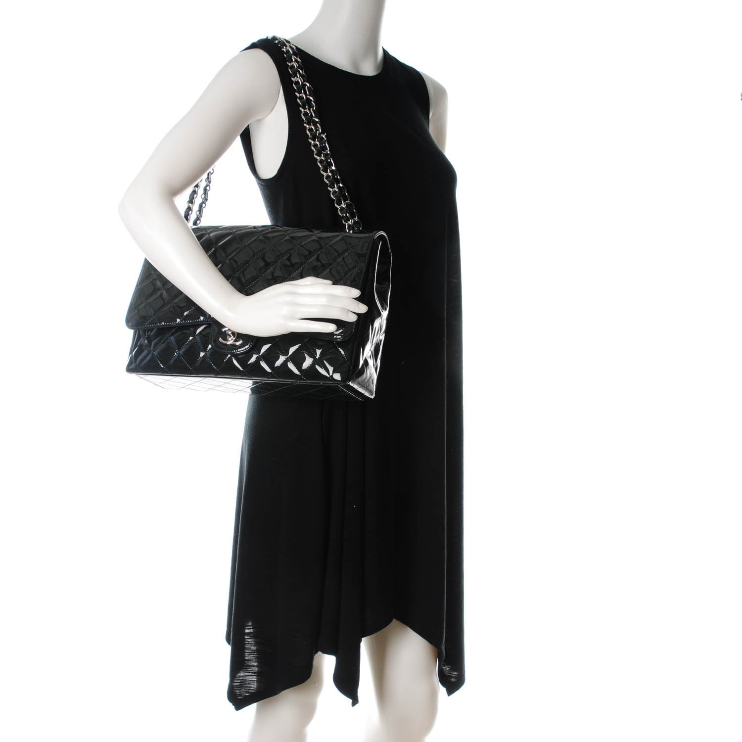 Chanel Patent Quilted Maxi Single Flap Dark Blue 2 of 8