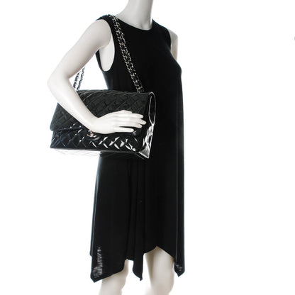 Chanel Patent Quilted Maxi Single Flap Dark Blue 2 of 8