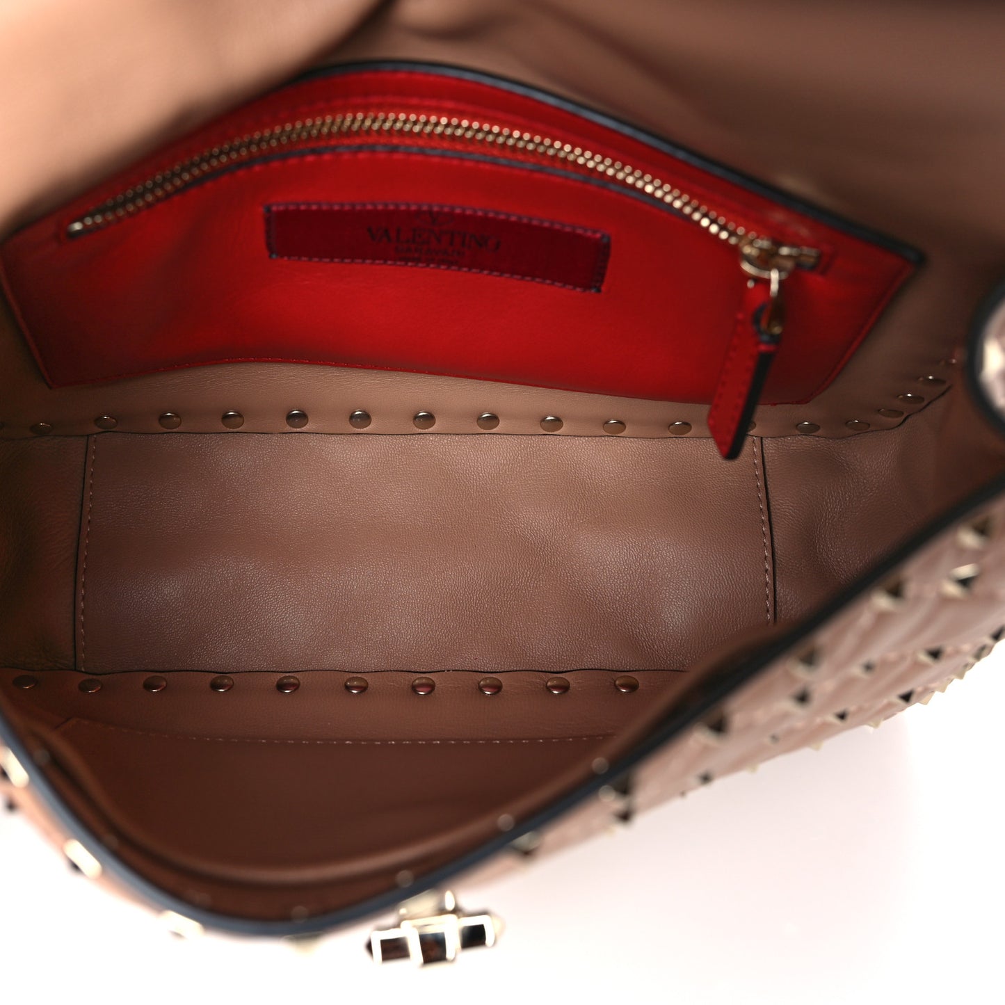 Lambskin Medium Rockstud Spike Shoulder Bag Poudre