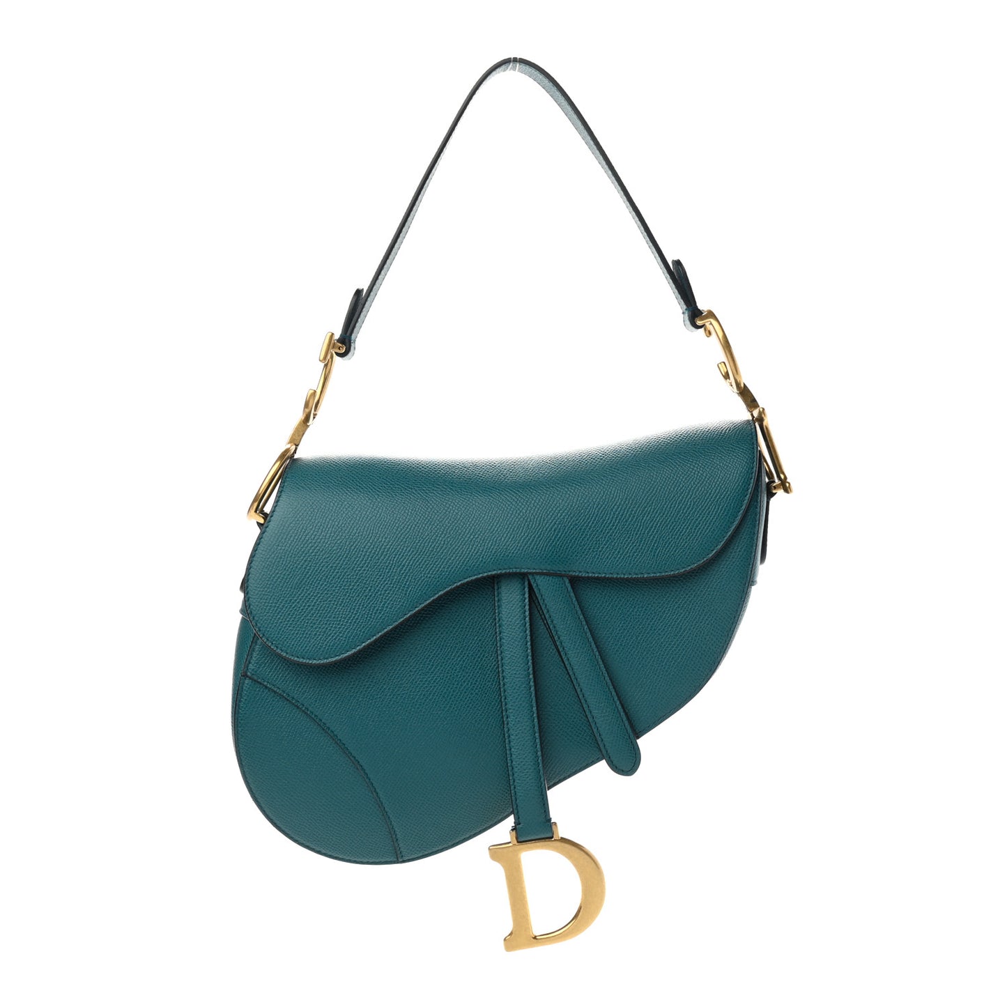 Grained Calfskin Saddle Bag Steel Blue