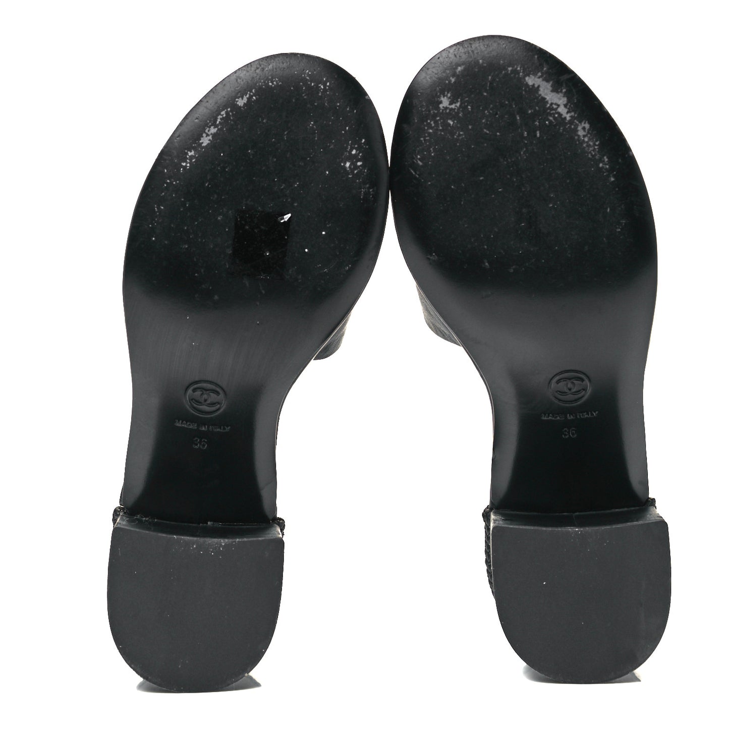 Lambskin CC Braided Mules 36 Black