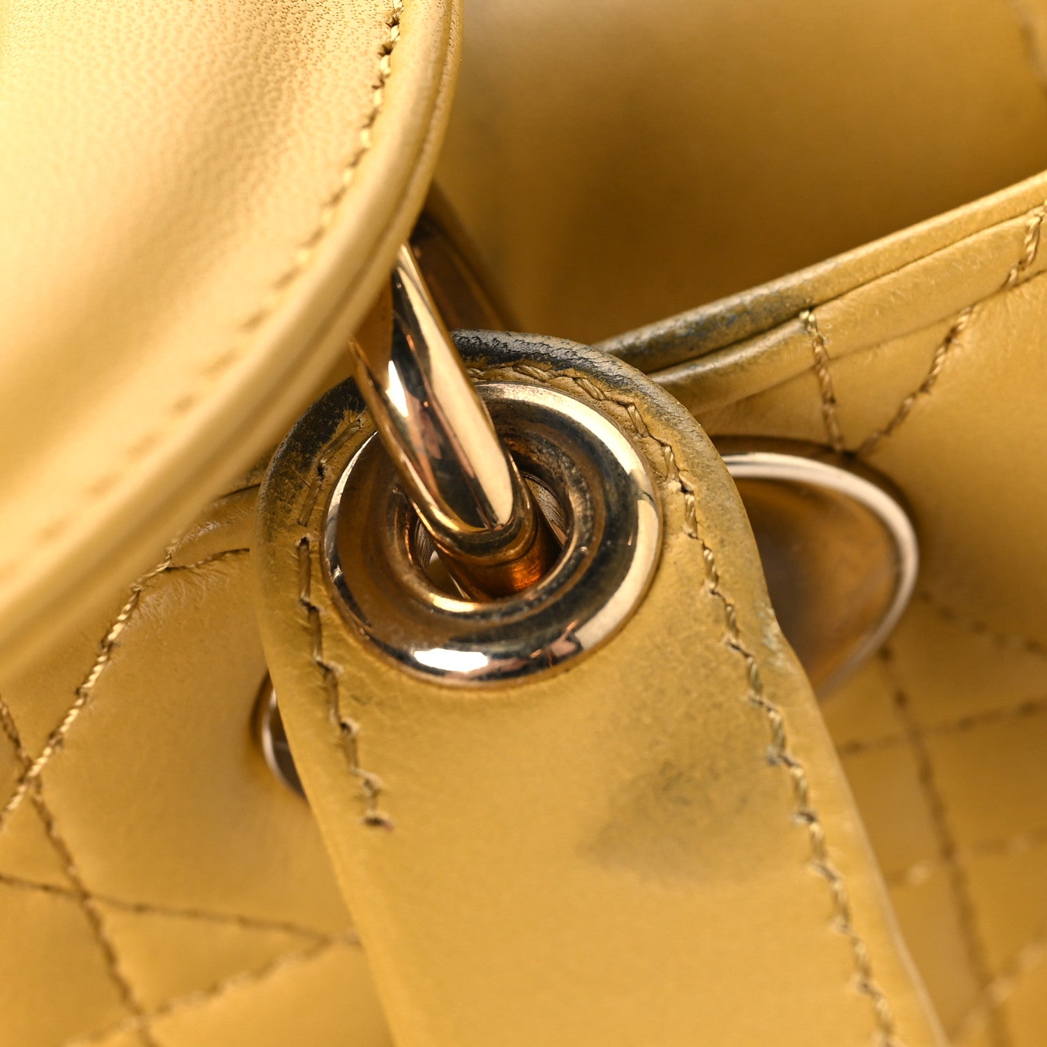 Christian Dior Lambskin Cannage Small My ABCDior Lady Dior Yellow