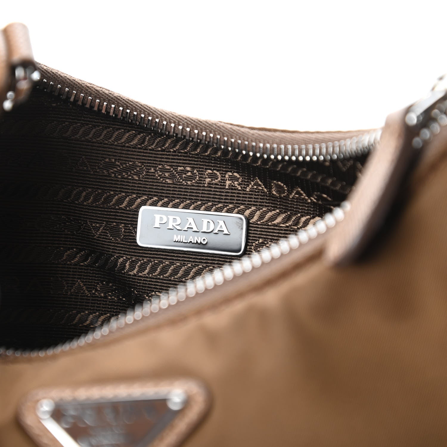 Prada Tessuto Nylon Saffiano Re-Edition 2005 Shoulder Bag Cacao 8 of 10