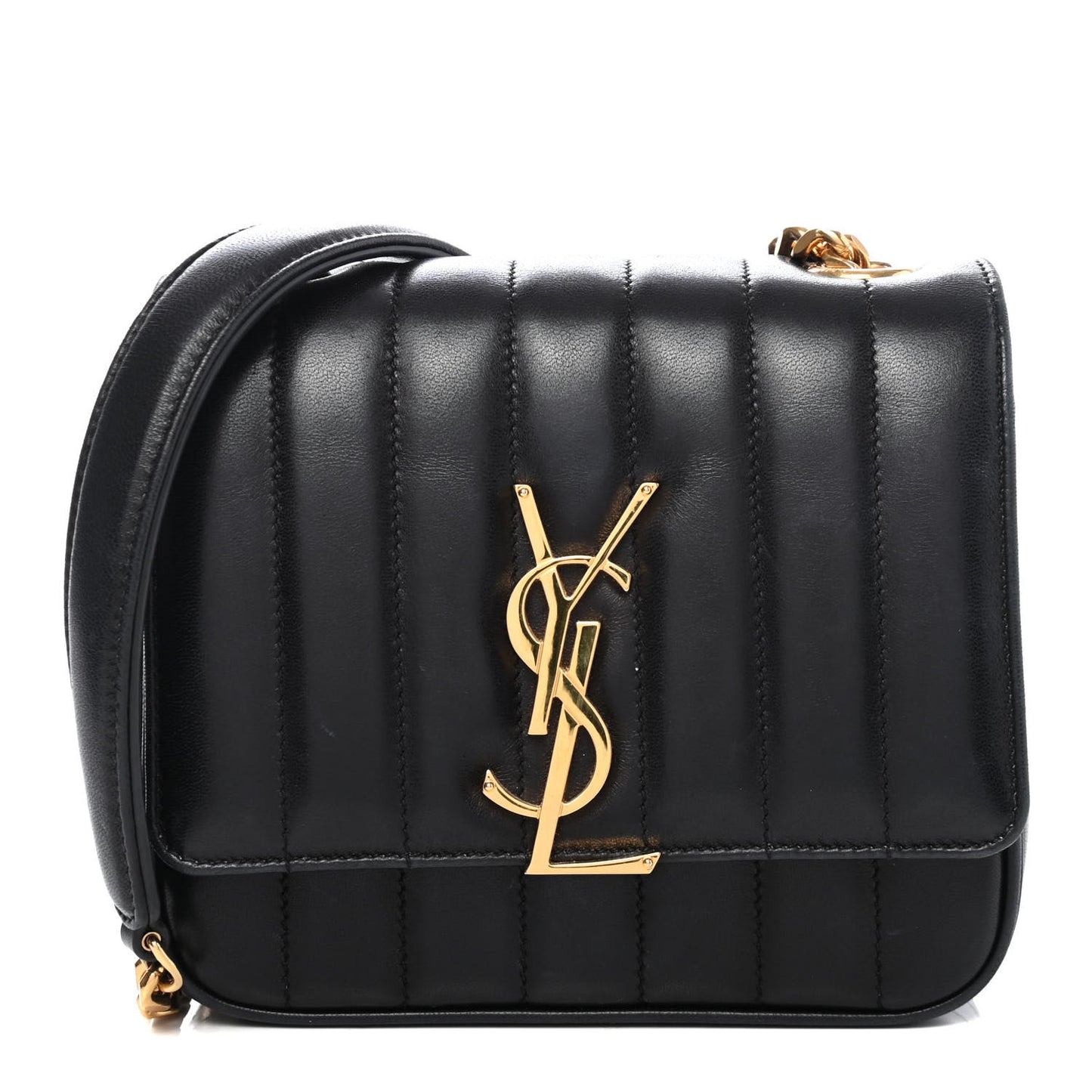 Lambskin Matelasse Monogram Small Vicky Chain Bag Black