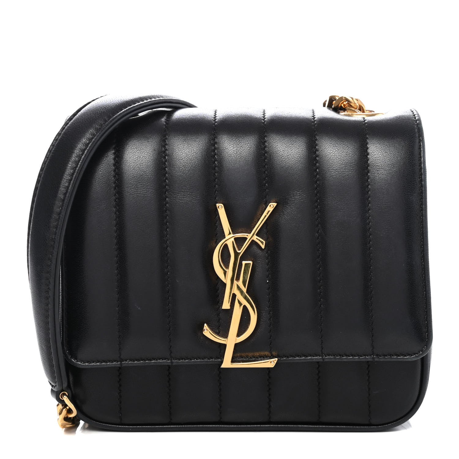 Saint Laurent Lambskin Matelasse Monogram Small Vicky Chain Bag Black 1 of 4