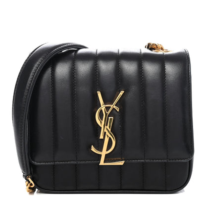 Saint Laurent Lambskin Matelasse Monogram Small Vicky Chain Bag Black 1 of 4