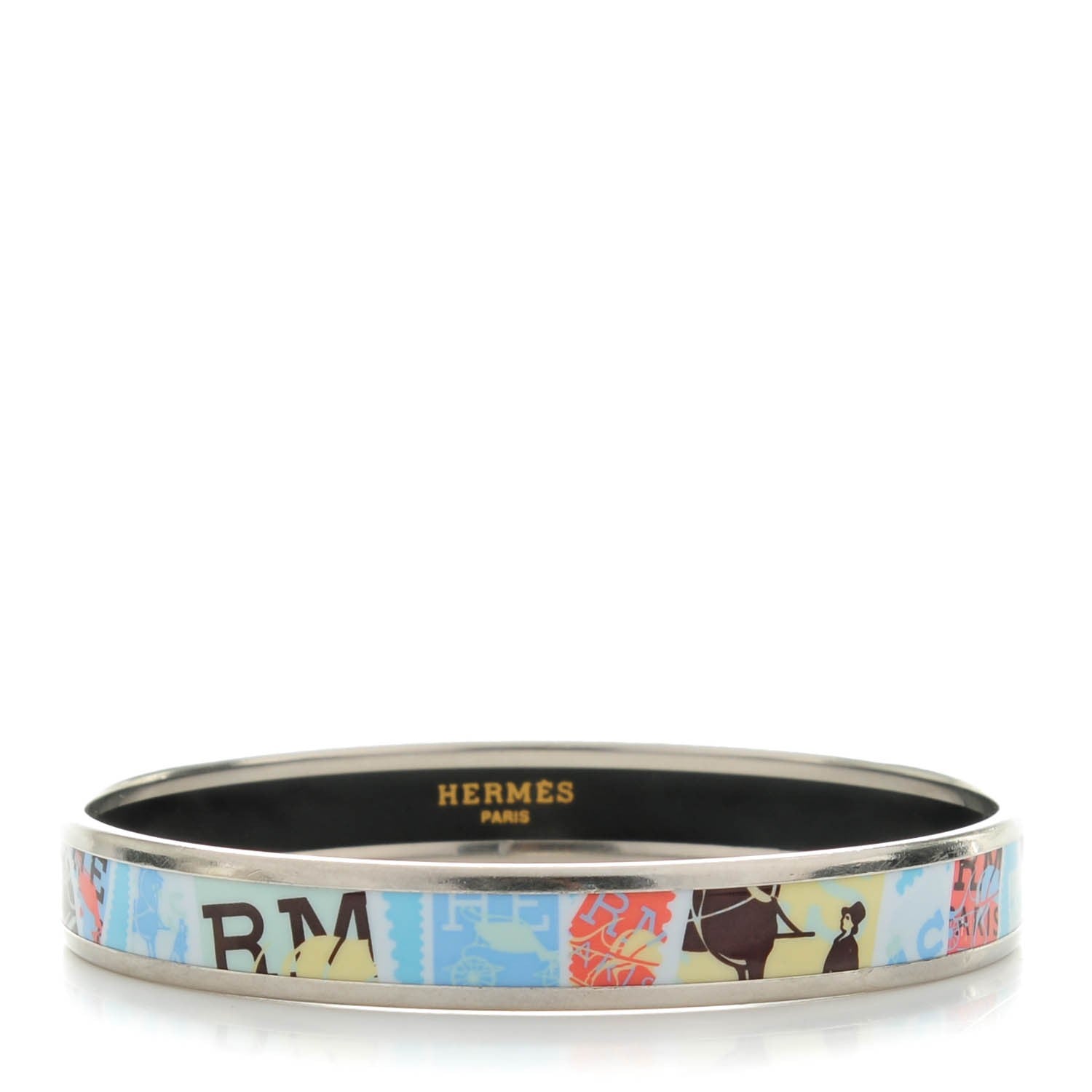 Hermes Enamel Printed Narrow Stamps Bracelet 65 1 of 4