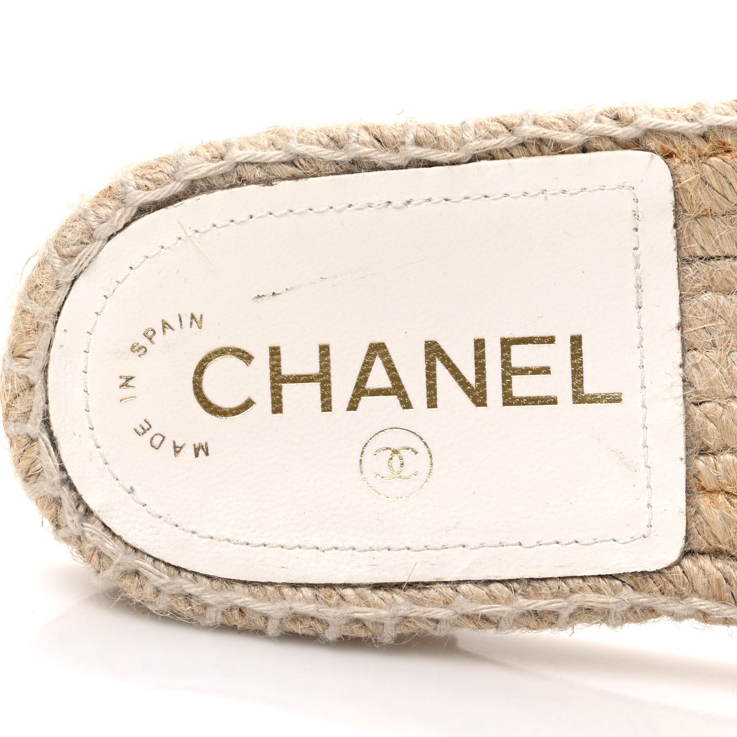 Lambskin Chain Espadrille Slip On Sandals 36 White