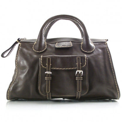 Chloe Calfskin Edith Satchel Brown 1 of 12