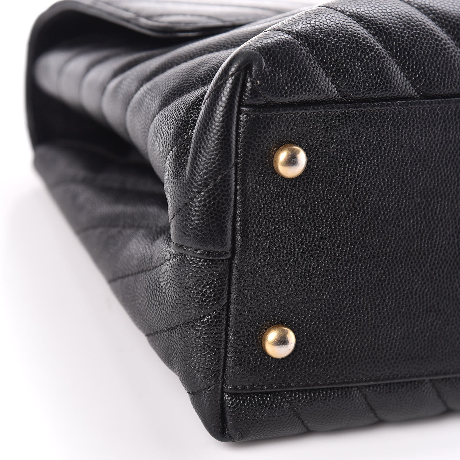 Chanel Caviar Chevron Quilted Medium Coco Handle Flap Black 5 of 12