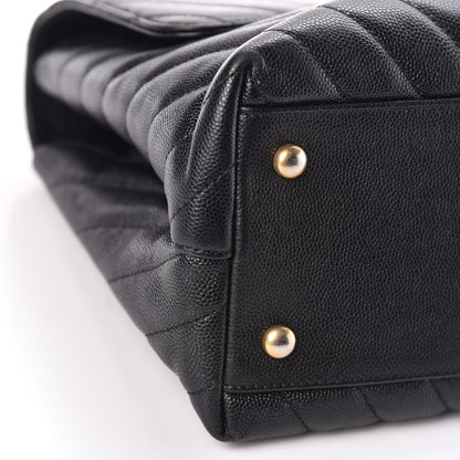 Chanel Caviar Chevron Quilted Medium Coco Handle Flap Black 5 of 12