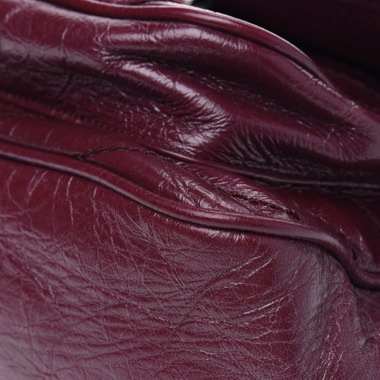 Crinkled Calfskin Matelasse Monogram Medium Niki Chain Satchel Burgundy