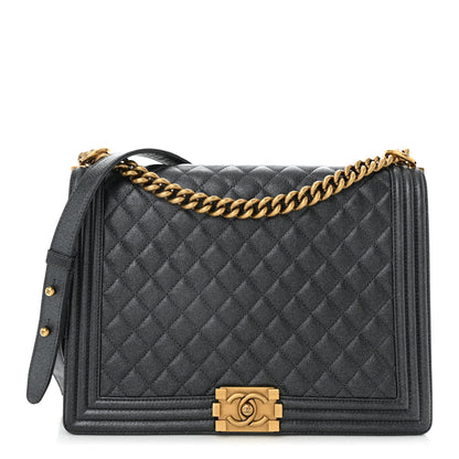 Chanel Metallic Calfskin Quilted Large Boy Flap Dark Grey 1 of 9